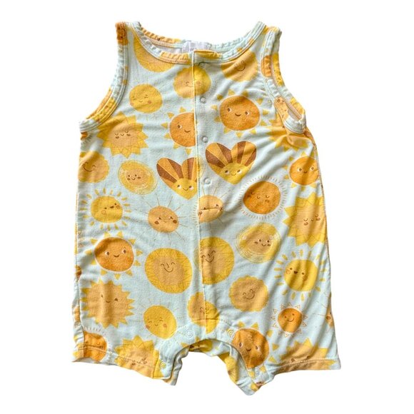 ANGEL DEAR Sunshine Baby Romper 6-12 Sleeveless Shortall Snap Closure Bamboo - Picture 1 of 6